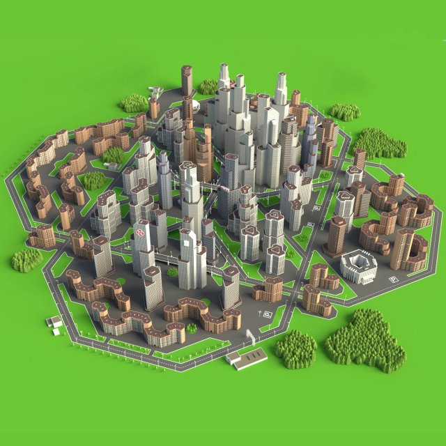 city Model 3D .c4d .max .obj .3ds .fbx .stl .blend 