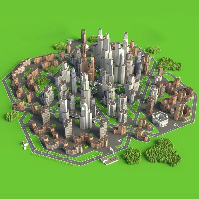 city 3D Model .c4d .max .obj .3ds .fbx .stl .blend 