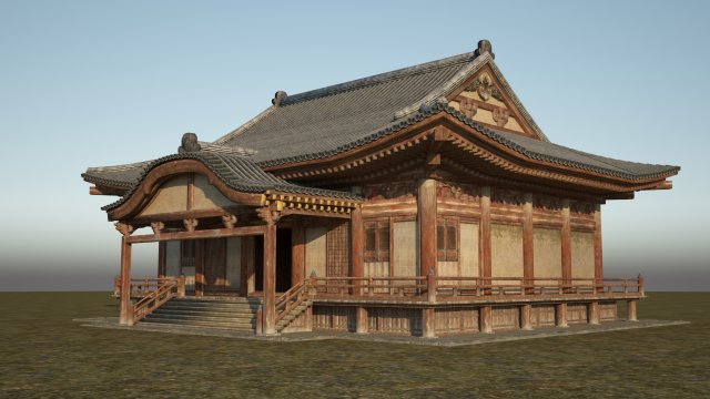 buddhist palace of ancient architecture 3D Model .c4d .max .obj .3ds .fbx .stl .blend 