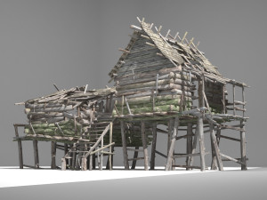 a dilapidated hunters cabin 3D Model