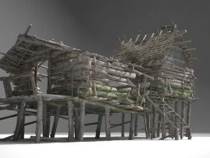 a dilapidated hunters cabin 3D Model