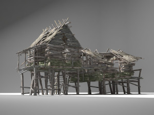 a dilapidated hunters cabin 3D 模型