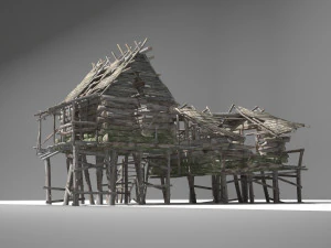 a dilapidated hunters cabin 3D Model