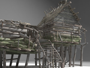 a dilapidated hunters cabin 3D 模型