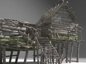 a dilapidated hunters cabin 3D Model