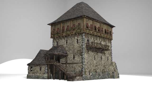 ancient architectural castle hotel 3D Модель .c4d .max .obj .3ds .fbx .stl .blend 