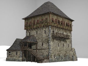 ancient architectural castle hotel 3D Model