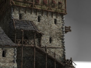 ancient architectural castle hotel 3D Модель