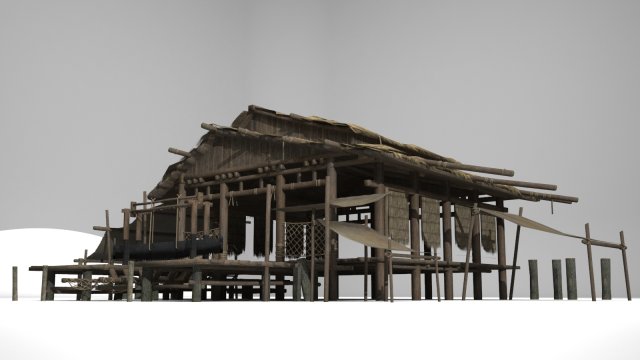 ancient building gaojiaolou fishermens dwelling 3D 模型 .c4d .max .obj .3ds .fbx .stl .blend