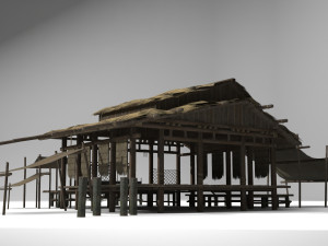 ancient building gaojiaolou fishermens dwelling 3D 模型