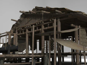 ancient building gaojiaolou fishermens dwelling 3D Model