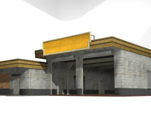 自動車修理工場の建物 3Dモデル