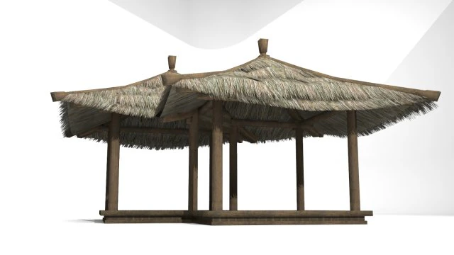 ancient architectural conjoined pavilion 3D Model .c4d .max .obj .3ds .fbx .stl .blend 