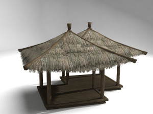 ancient architectural conjoined pavilion 3Dモデル