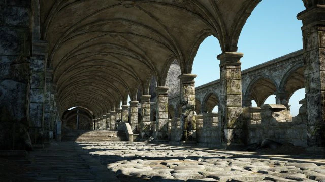 gothic corridor of ancient architecture 3D Model .c4d .max .obj .3ds .fbx .stl .blend 