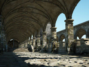 gotischer Korridor antiker Architektur 3D Modell