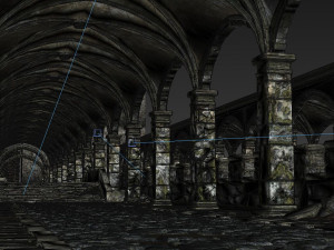 gothic corridor of ancient architecture Model 3D