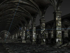 gothic corridor of ancient architecture 3D Model