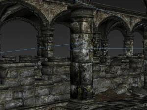 gothic corridor of ancient architecture 3D Model