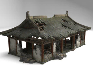 pal&aacute;cios com edif&iacute;cios antigos dilapidados Modelo 3D