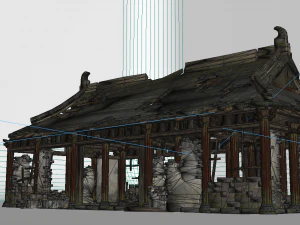 pal&aacute;cios com edif&iacute;cios antigos dilapidados Modelo 3D