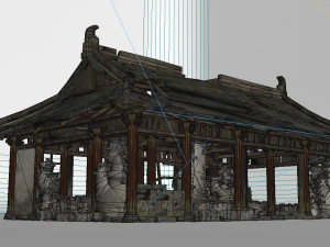 pal&aacute;cios com edif&iacute;cios antigos dilapidados Modelo 3D