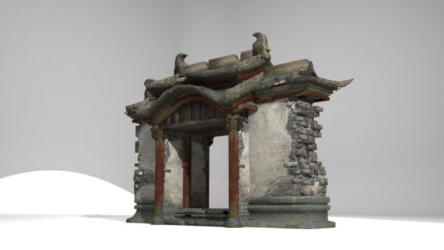 the ruined luxury gate of ancient architecture Modelo 3D .c4d .max .obj .3ds .fbx .stl .blend 