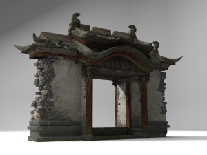 the ruined luxury gate of ancient architecture Modelo 3D