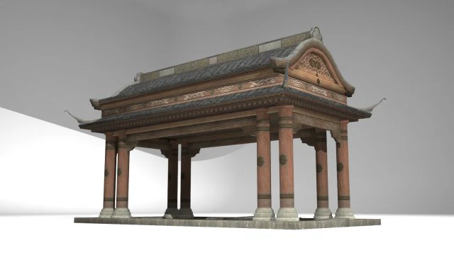 water pavilion of ancient architecture 3D Model .c4d .max .obj .3ds .fbx .stl .blend 