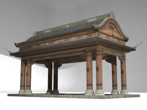 paviliun air arsitektur kuno Model 3D