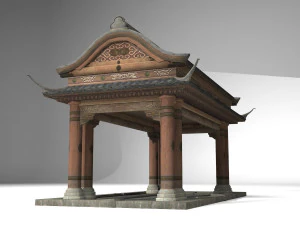 water pavilion of ancient architecture 3D Model