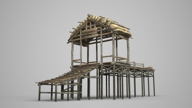 ancient architecture pavilion dock 3D 模型 .c4d .max .obj .3ds .fbx .stl .blend 