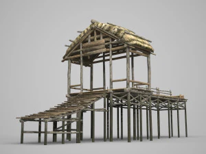 古代建築パビリオンドック 3Dモデル