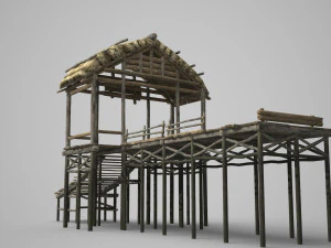 ancient architecture pavilion dock 3D Model