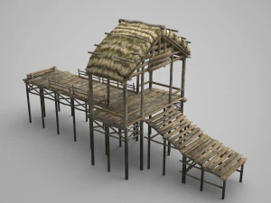 ancient architecture pavilion dock 3D Model