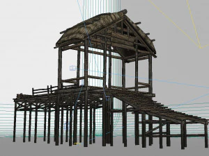 ancient architecture pavilion dock 3D Model