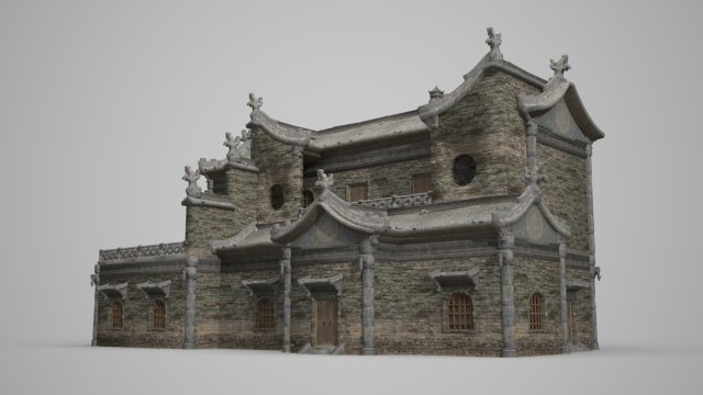 ancient architecture daoist house and palace 3D 模型 .c4d .max .obj .3ds .fbx .stl .blend