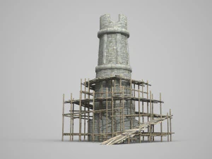 perancah cerobong asap sedang diperbaiki Model 3D