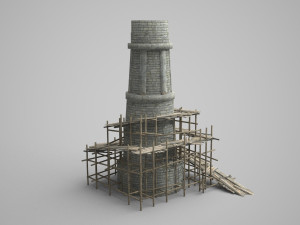 chimney scaffolding under repair 3D-Modell