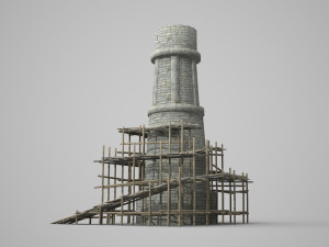 chimney scaffolding under repair 3D-Modell
