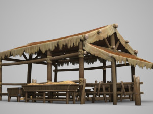 ancient building stables barns and posts 3D Model