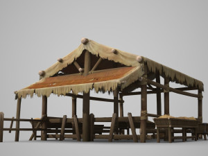 ancient building stables barns and posts 3D Model