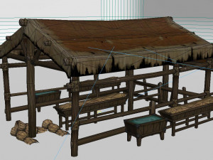 ancient building stables barns and posts 3D Model