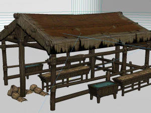 ancient building stables barns and posts 3D Model