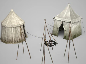 camping tent camp 3D Model