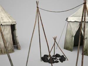 camping tent camp 3D Model