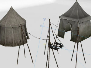 camping tent camp 3D Model