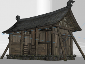 ancient horse sheds and stacks Model 3D