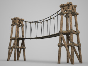 ancient wooden suspension bridge 3D-Modell