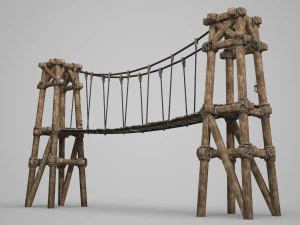 jembatan gantung kayu kuno Model 3D